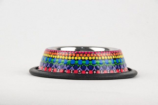 Hand-Painted Stainless Steel Pet Bowl — Rainbow (8 oz)