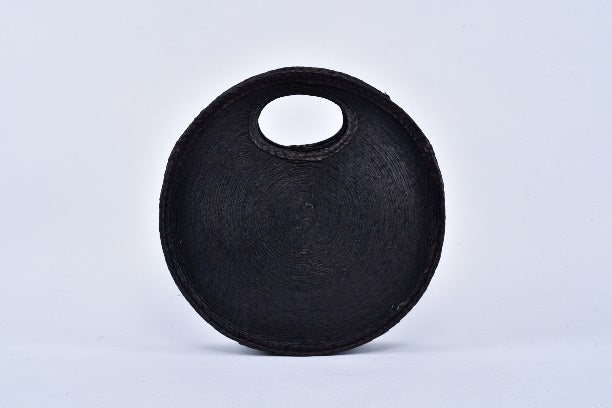 Circular Straw Bag — Black