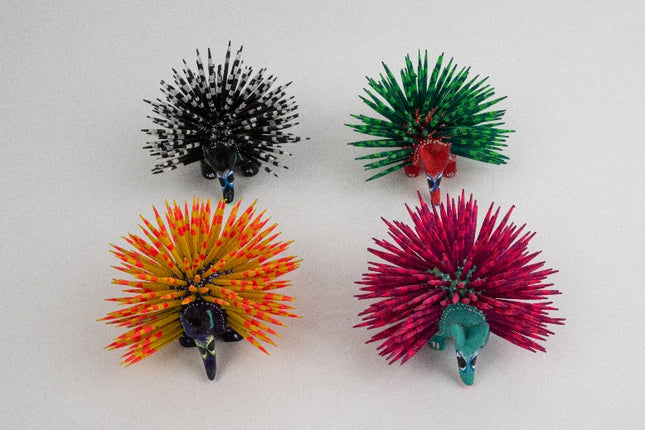 Set of 4 Wooden Alebrije Hedgehogs