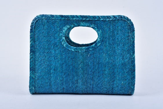 Mini Square Straw Bag — Turquoise