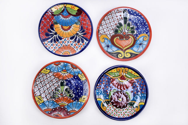 Set of 4 Talavera-Style Wall Plates – Set A