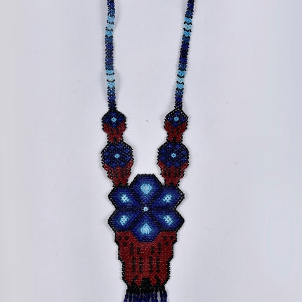 Large Peyote Wixárika Beaded Necklace — 44 cm