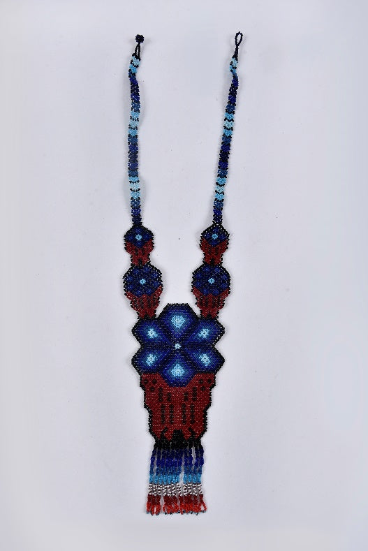 Large Peyote Wixárika Beaded Necklace — 44 cm