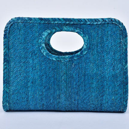 Square Straw Bag — Turquoise