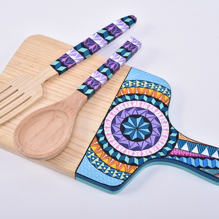 Hand Painted Chopping Board - Purple Mandala