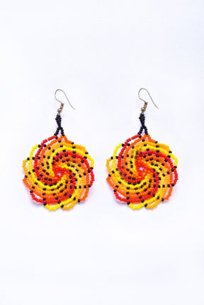 Wixárika Ocean Waves Beaded Earrings — 6 cm (Set of 2 Pairs, Style 2)