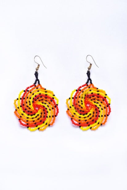 Wixárika Ocean Waves Beaded Earrings — 6 cm (Set of 2 Pairs, Style 2)