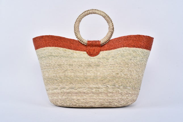Jumbo Striped Straw Bag — Orange Stripe