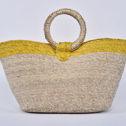 Jumbo Striped Straw Bag — Yellow Stripe