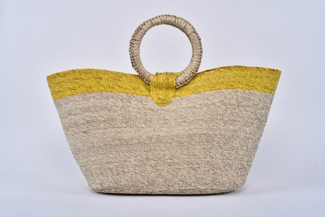 Jumbo Striped Straw Bag — Yellow Stripe