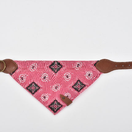 Leather Pet Bandana — Medium (Pink)