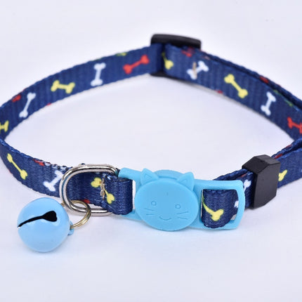 Breakaway Cat Collar with Bell — Navy Blue/Light Blue