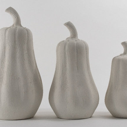 Set of 3 Decorative Pumpkins - White Clay