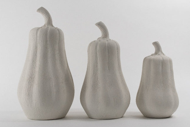 Set of 3 Decorative Pumpkins - White Clay
