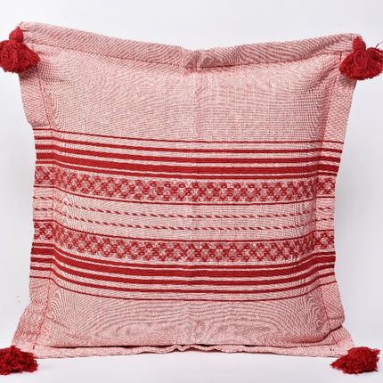 Retro Pom-Pom Cushion Cover - Red