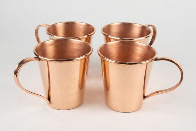 Set of 4 copper cups smooth finish - Abba-Express