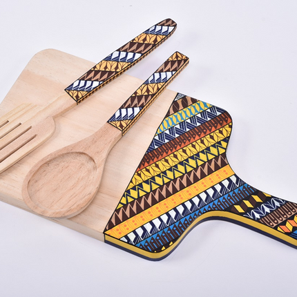 Hand Painted Chopping Board - Golden Aztec Stripes