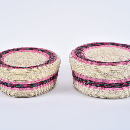 Palm Tortilla Warmer Duo - Natural/Rosewood Pink