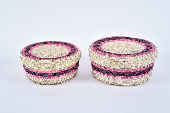 Palm Tortilla Warmer Duo - Natural/Rosewood Pink