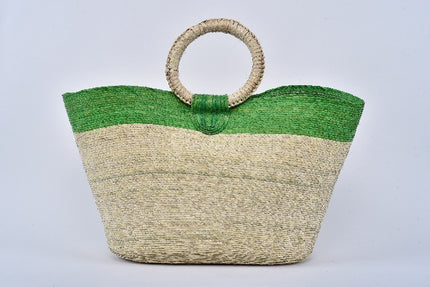 Jumbo Striped Straw Bag — Green Stripe
