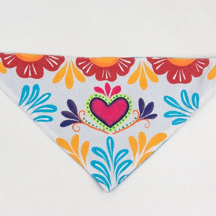 Hand-Painted Pet Bandana — Medium (White/Blue)