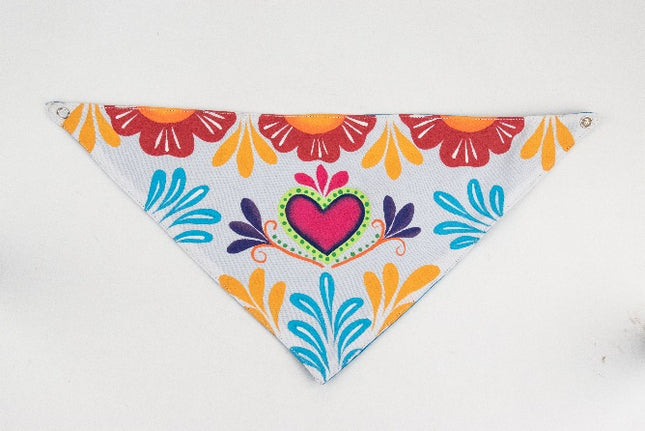 Hand-Painted Pet Bandana — Medium (White/Blue)