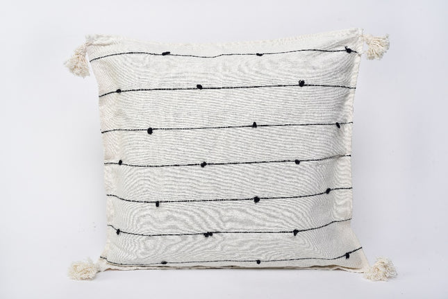 Retro Pom-Pom Cushion Cover - White