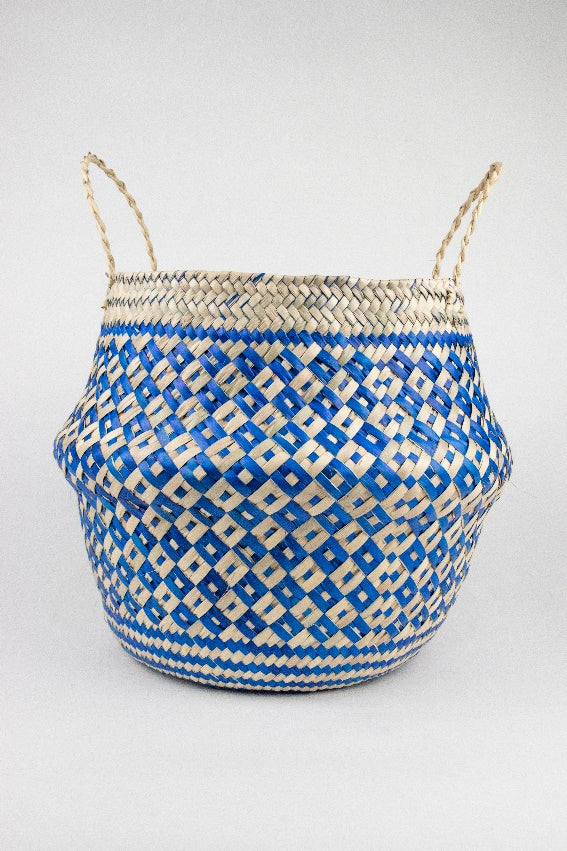 Oaxaca Hand-Stitched Plant Pot Cover - Blue