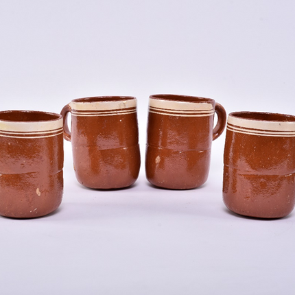 Set of 4 Large Clay Mugs - Michoacán Style