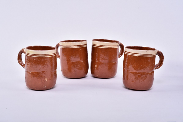 Set of 4 Large Clay Mugs - Michoacán Style