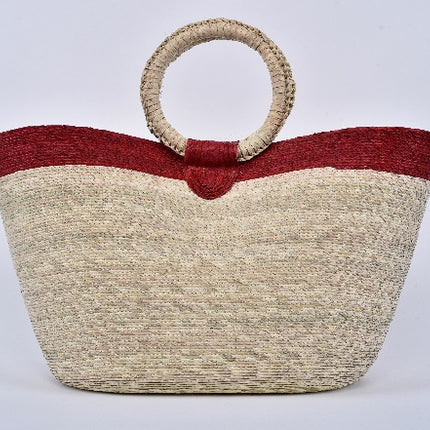 Jumbo Striped Straw Bag — RED STRIPE