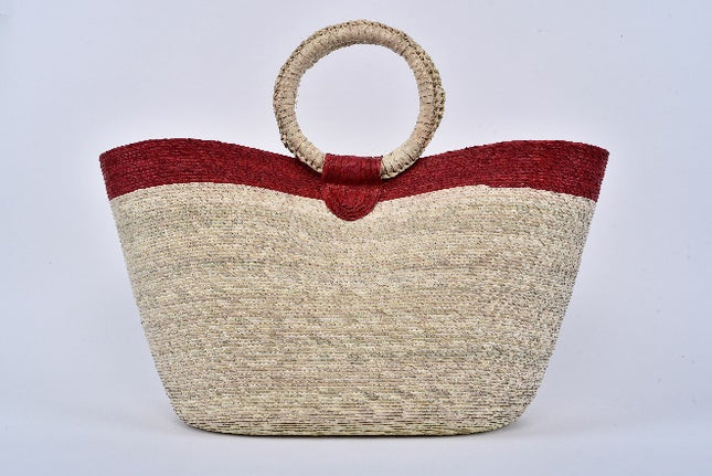 Jumbo Striped Straw Bag — RED STRIPE