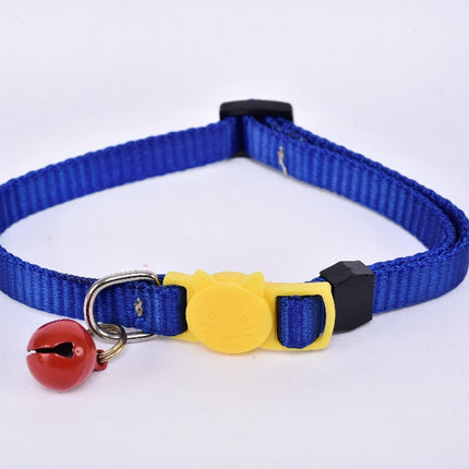 Breakaway Cat Collar with Bell — Navy Blue/Yellow