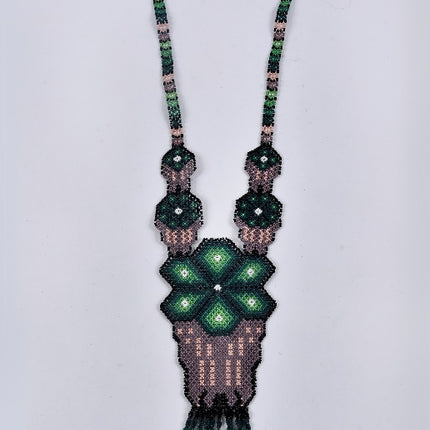 Large Peyote Wixárika Beaded Necklace — 45 cm