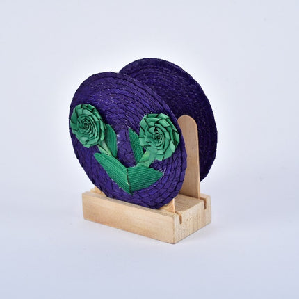 Palm Napkin Holder - 2 Flowers Blue