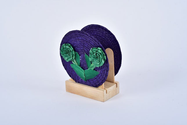 Palm Napkin Holder - 2 Flowers Blue