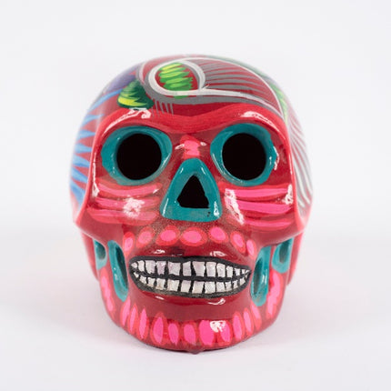 Hand-Painted Clay Skull - Turquoise