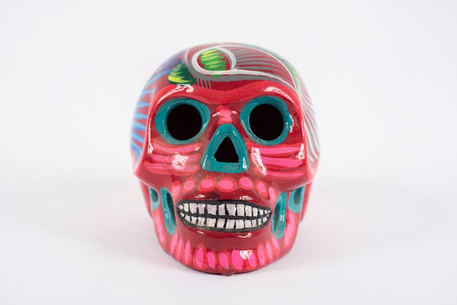 Hand-Painted Clay Skull - Turquoise