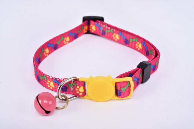 Breakaway Cat Collar with Bell — Pink/Yellow