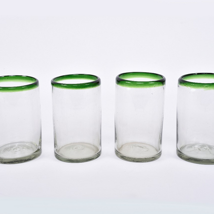 Set of 4 Blown Glass Cups - Emerald Green