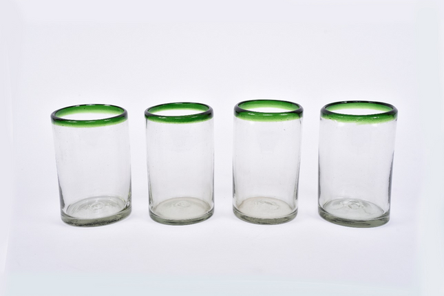 Set of 4 Blown Glass Cups - Emerald Green