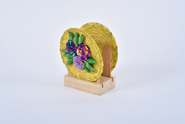 Palm Napkin Holder - 3 Flowers Yellow (2nd Batch)