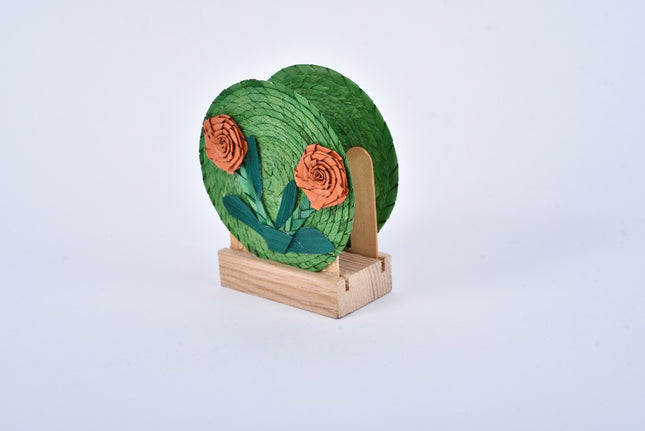 Palm Napkin Holder - 2 Flowers Green