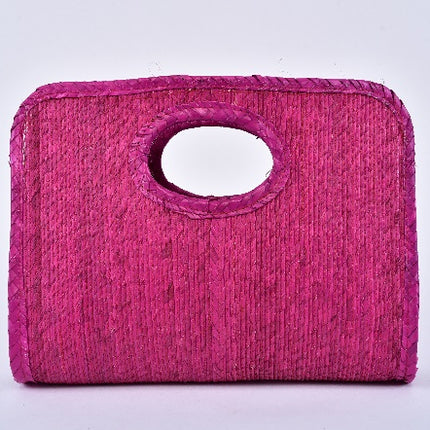 Square Straw Bag — Pink