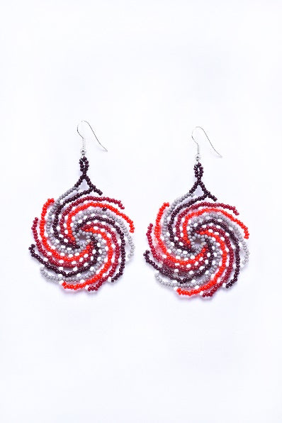 Wixárika Ocean Waves Beaded Earrings — 6 cm (Set of 2 Pairs)