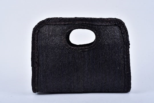 Mini Square Straw Bag — Black