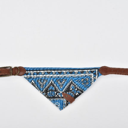 Leather Pet Bandana — Mini (Light Blue)