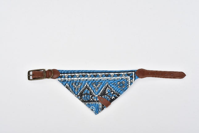 Leather Pet Bandana — Mini (Light Blue)