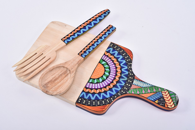 Hand Painted Chopping Board - Multicolor Mandala