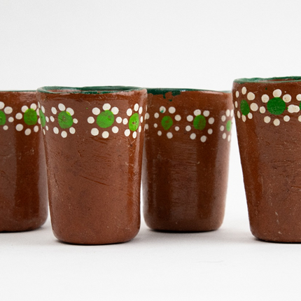 Set of 4 Clay Shot Glasses - Sunflower Design